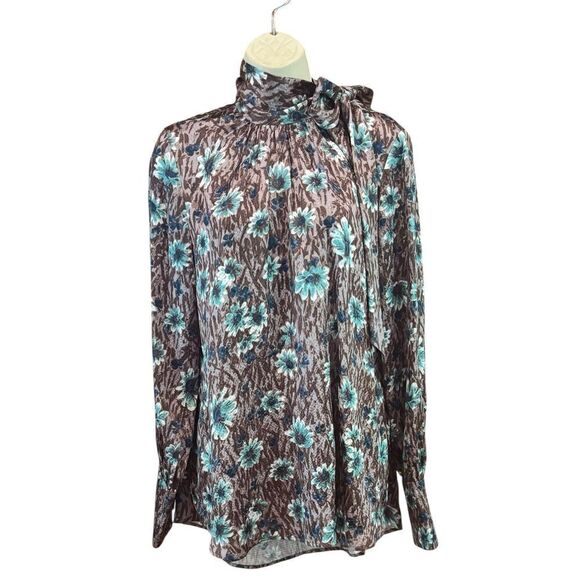 Rachel Comey Tie Rite Blouse in Brown Daisy NWT Size Medium - Picture 6 of 9